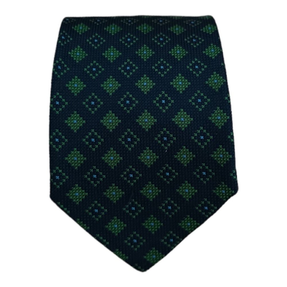 BATTISTONI Blue Geometric Silk Tie ITALY 59"/ 3.6" EC